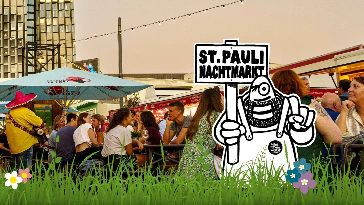 St. Pauli Nachtmarkt Spielbudenplatz — Flohmarkt-Stimmung in Hamburg.